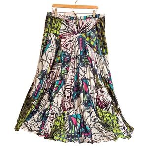 Grace Elements Boho Butterfly Broomstick Maxi Skirt Multicolor Cotton Flowy XL